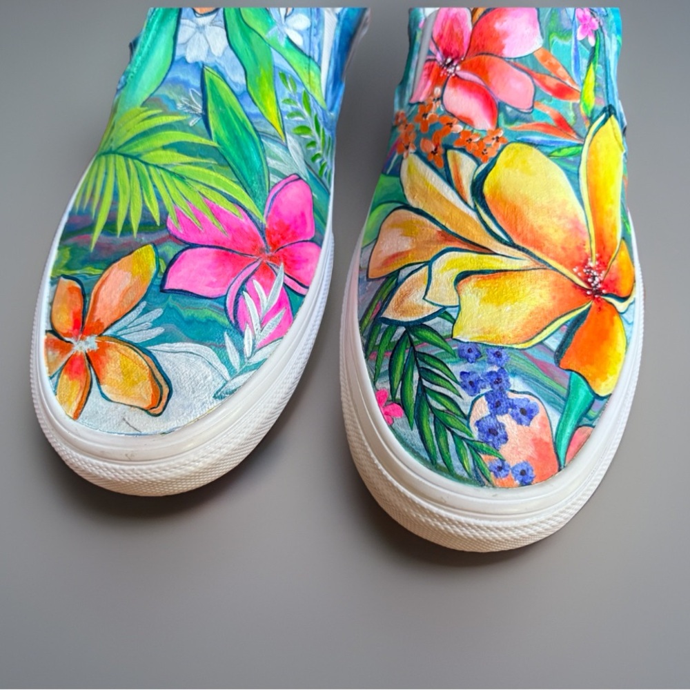 Van’s Custom Handpainted Mens sz 13 Popcrush Skateboarding Island Slip On shoes - Picture 9 of 12